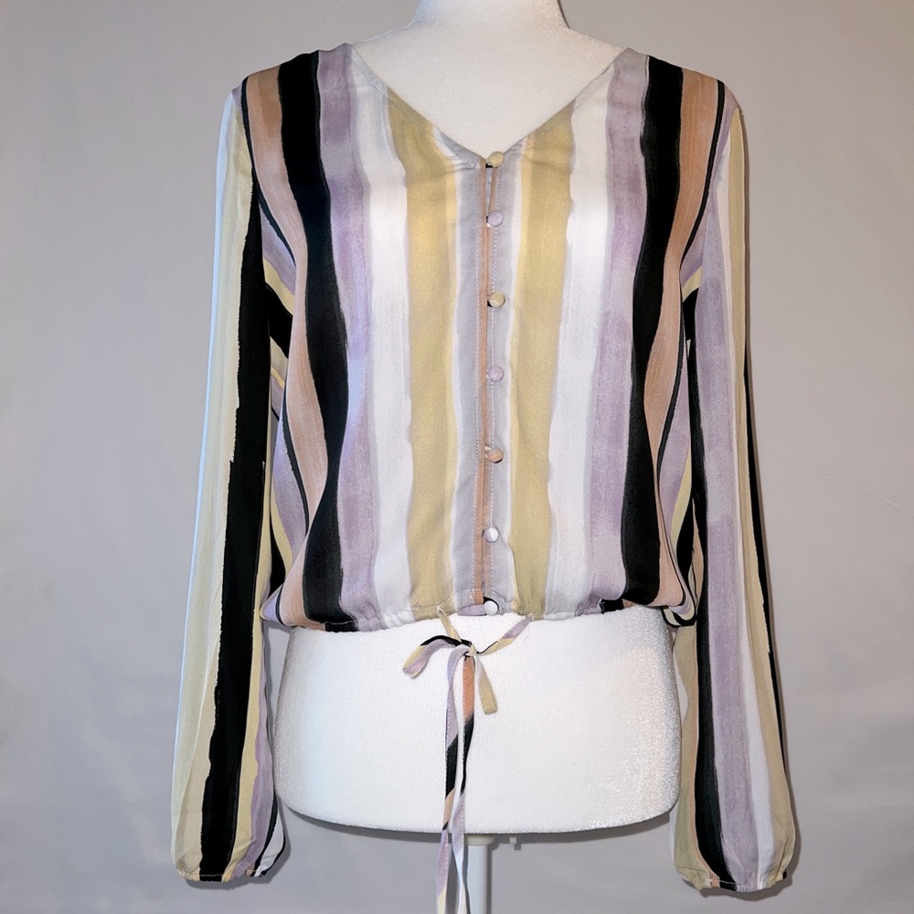 Jack by BB Dakota PAINT TOWN TOP Boho Blouse- Long Sleeves Size Small